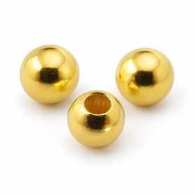 Biluțe argint 925 placate cu aur, netede, pentru brățări, 3 mm, gaură 1,2 mm - G1481