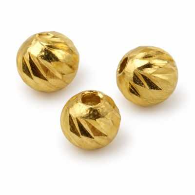 Biluțe argint 925 placate cu aur, striate, pentru brățări, 2,5 mm, gaură 0,9 mm - G1482