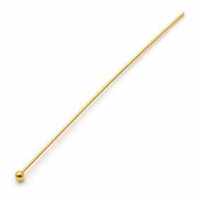 Ace cu bilă argint 925 placate cu aur, 0,6 × 40 mm, pentru mărgele - G1484