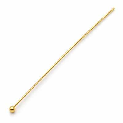 Ace cu bilă argint 925 placate cu aur, 0,6 × 40 mm, pentru mărgele - G1484