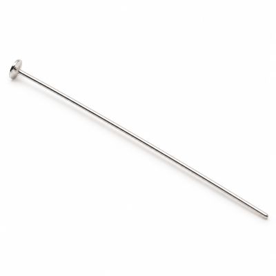 Ace cu cap plat argint 925, 0,6 × 40 mm, pentru mărgele - G1485