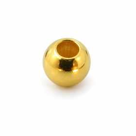 Biluțe argint 925 placate cu aur, netede, pentru brățări, 2 mm, gaură 0,9 mm - G1487