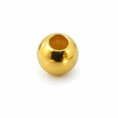 Biluțe argint 925 placate cu aur, netede, pentru brățări, 2 mm, gaură 0,9 mm - G1487