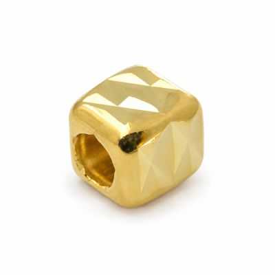 Mărgele cub fațetate argint 925 placate cu aur, pentru brățări, 3 mm, gaură 1,5 mm - G1489