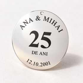 Medalion Nunta de Argint din Argint 925 „25 de Ani" – Cadou Aniversare 25 de Ani de Căsătorie, 30 mm – N0031