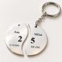 Set Pereche Nunta de Argint din Argint 925 „Două Jumătăți" – Pandantiv și Breloc Gravate, 25 de Ani de Căsătorie, 30 mm – N0036