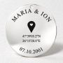 Medalion Nunta de Argint din Argint 925 „Locul Nostru" – Gravat cu Coordonatele Locului Nunții, 30 mm – N0039