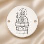 Bănuț argint 925 gravat Sfântul Simeon Stâlpnicul, Ø 16,5 mm, cu două găuri — R0057