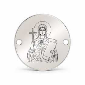 Bănuț argint 925 gravat Sfânta Muceniță Eugenia, Ø 16,5 mm, cu două găuri — R0059