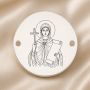 Bănuț argint 925 gravat Sfânta Muceniță Eugenia, Ø 16,5 mm, cu două găuri — R0059