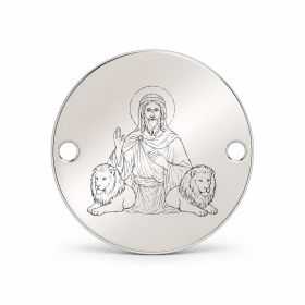 Bănuț argint 925 gravat Sfântul Prooroc Daniel, Ø 16,5 mm, cu două găuri — R0318