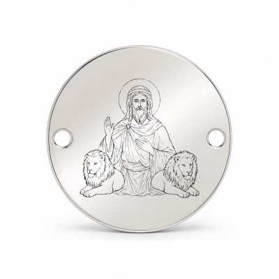 Bănuț argint 925 gravat Sfântul Prooroc Daniel, Ø 16,5 mm, cu două găuri — R0318