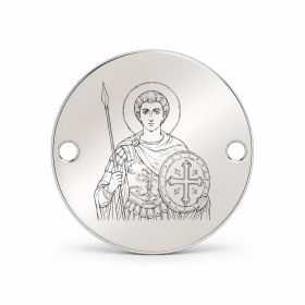 Bănuț argint 925 gravat Sfântul Teodor Tiron, Ø 16,5 mm, cu două găuri — R0319