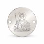 Bănuț argint 925 gravat Sfântul Teodor Tiron, Ø 16,5 mm, cu două găuri — R0319