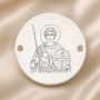Bănuț argint 925 gravat Sfântul Teodor Tiron, Ø 16,5 mm, cu două găuri — R0319