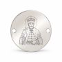 Bănuț argint 925 gravat Sfântul Constantin Brâncoveanu, Ø 16,5 mm, cu două găuri — R0322
