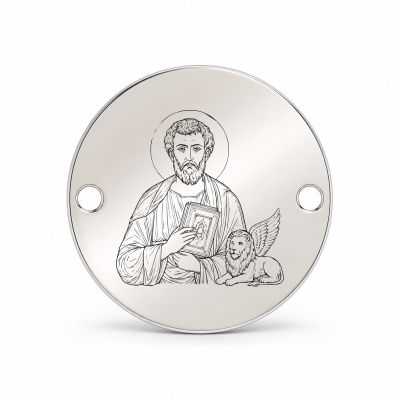 Bănuț argint 925 gravat Sfântul Apostol Marcu, Ø 16,5 mm, cu două găuri — R0326