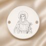 Bănuț argint 925 gravat Sfânta Iustina, Ø 16,5 mm, cu două găuri — R0327