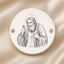 Bănuț argint 925 gravat Sfântul Serafim de Sarov, Ø 16,5 mm, cu două găuri — R0329