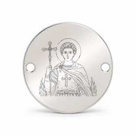 Bănuț argint 925 gravat Sfântul Mucenic Nichita, Ø 16,5 mm, cu două găuri — R0332
