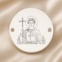 Bănuț argint 925 gravat Sfântul Mucenic Nichita, Ø 16,5 mm, cu două găuri — R0332