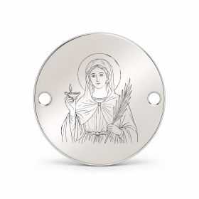 Bănuț argint 925 gravat Sfânta Muceniță Lucia, Ø 16,5 mm, cu două găuri — R0334