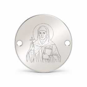 Bănuț argint 925 gravat Sfânta Cuvioasă Domnica, Ø 16,5 mm, cu două găuri — R0336