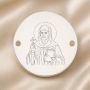 Bănuț argint 925 gravat Sfânta Cuvioasă Domnica, Ø 16,5 mm, cu două găuri — R0336