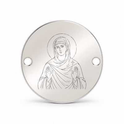 Bănuț argint 925 gravat Sfânta Cuvioasă Melania, Ø 16,5 mm, cu două găuri — R0337
