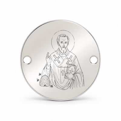 Bănuț argint 925 gravat Sfântul Ierarh Ambrozie, Ø 16,5 mm, cu două găuri — R0342