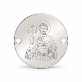 Bănuț argint 925 gravat Sfântul Mare Mucenic Artemie, Ø 16,5 mm, cu două găuri — R0346