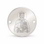 Bănuț argint 925 gravat Sfântul Voievod Neagoe Basarab, Ø 16,5 mm, cu două găuri — R0353