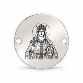 Bănuț argint 925 gravat Sfânta Împărăteasă Elena, Ø 16,5 mm, cu două găuri — R0938