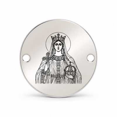 Bănuț argint 925 gravat Sfânta Împărăteasă Elena, Ø 16,5 mm, cu două găuri — R0938