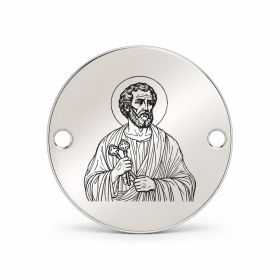 Bănuț argint 925 gravat Sfântul Apostol Petru, Ø 16,5 mm, cu două găuri — R0939