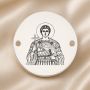 Bănuț argint 925 gravat Sfântul Mucenic Adrian, Ø 16,5 mm, cu două găuri — R0941