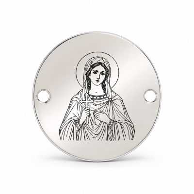 Bănuț argint 925 gravat Sfânta Muceniță Natalia, Ø 16,5 mm, cu două găuri — R0942