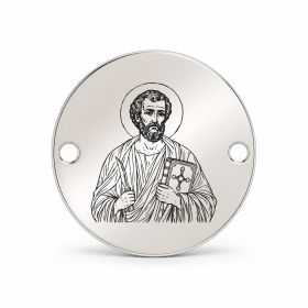 Bănuț argint 925 gravat Sfântul Apostol Bartolomeu, Ø 16,5 mm, cu două găuri — R0947
