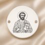 Bănuț argint 925 gravat Sfântul Apostol Bartolomeu, Ø 16,5 mm, cu două găuri — R0947