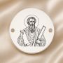 Bănuț argint 925 gravat Sfântul Apostol Simon Zilotul, Ø 16,5 mm, cu două găuri — R0948