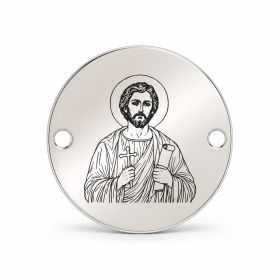Bănuț argint 925 gravat Sfântul Apostol Iuda Tadeul, Ø 16,5 mm, cu două găuri — R0949
