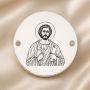 Bănuț argint 925 gravat Sfântul Apostol Iuda Tadeul, Ø 16,5 mm, cu două găuri — R0949