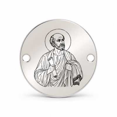 Bănuț argint 925 gravat Sfântul Prooroc Elisei, Ø 16,5 mm, cu două găuri — R0952