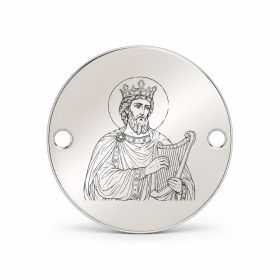 Bănuț argint 925 gravat Sfântul Prooroc și Împărat David, Ø 16,5 mm, cu două găuri — R0954