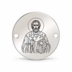 Bănuț argint 925 gravat Sfântul Lazăr cel înviat, Ø 16,5 mm, cu două găuri — R0956