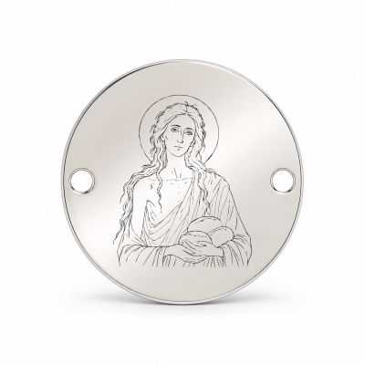 Bănuț argint 925 gravat Sfânta Cuvioasă Maria Egipteanca, Ø 16,5 mm, cu două găuri — R0958