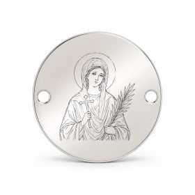 Bănuț argint 925 gravat Sfânta Muceniță Tecla, Ø 16,5 mm, cu două găuri — R0959