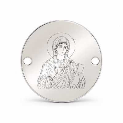 Bănuț argint 925 gravat Sfânta Mare Muceniță Eufimia, Ø 16,5 mm, cu două găuri — R0960