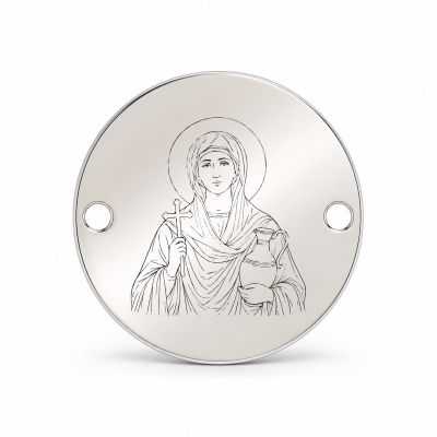 Bănuț argint 925 gravat Sfânta Muceniță Fotini, Ø 16,5 mm, cu două găuri — R0961