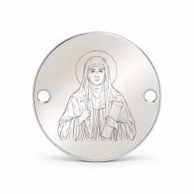 Bănuț argint 925 gravat Sfânta Cuvioasă Evdochia, Ø 16,5 mm, cu două găuri — R0963